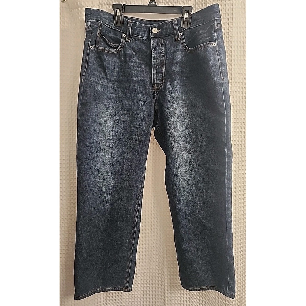 NEW Old Navy Women's High Rise Slouchy Straight Cropped Blue Jeans Size 12‎